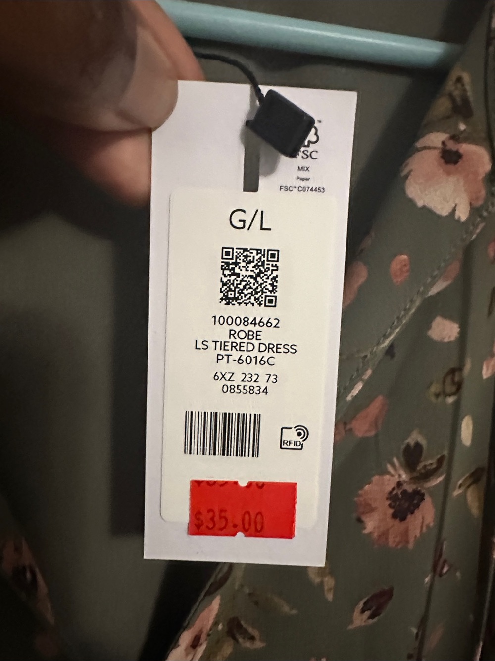Dynamite Olive Floral V-Neck Smocked Waist Mini Dress - Picture 10 of 12